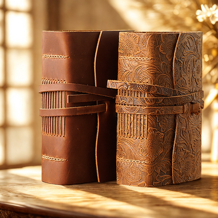 Handmade Leather Notebook With Strap Closure - NO002