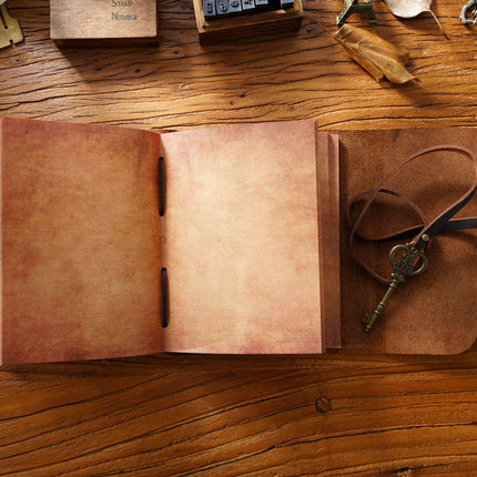 Vintage Handmade Leather Journal with Crown Key Charm - NO005