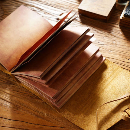 Vintage Handmade Leather Journal with Crown Key Charm - NO005