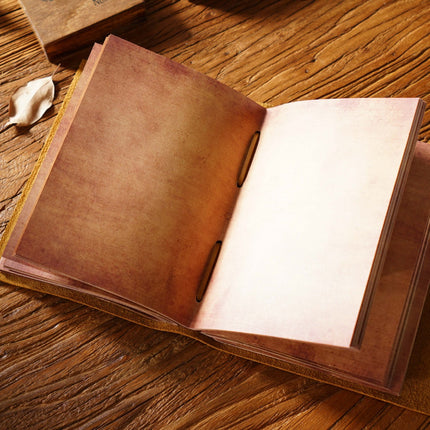 Vintage Handmade Leather Journal with Crown Key Charm - NO005