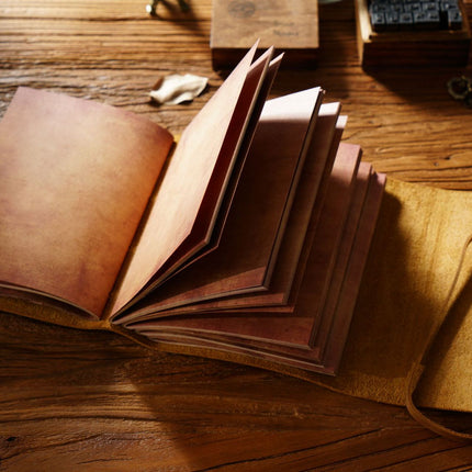 Vintage Handmade Leather Journal with Crown Key Charm - NO005