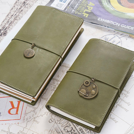 Olive Green Refillable Handmade Leather Journal - NO006