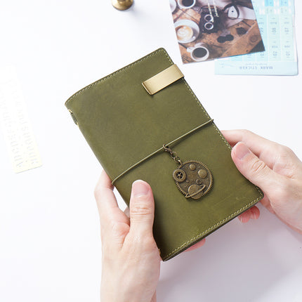 Olive Green Refillable Handmade Leather Journal - NO006