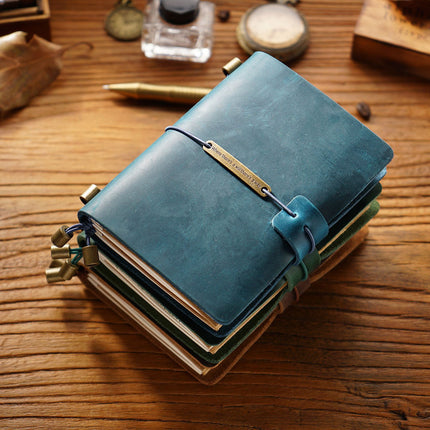 Premium Handmade Plain-Edged Cowhide Leather Notebook with Strap Lock NO010