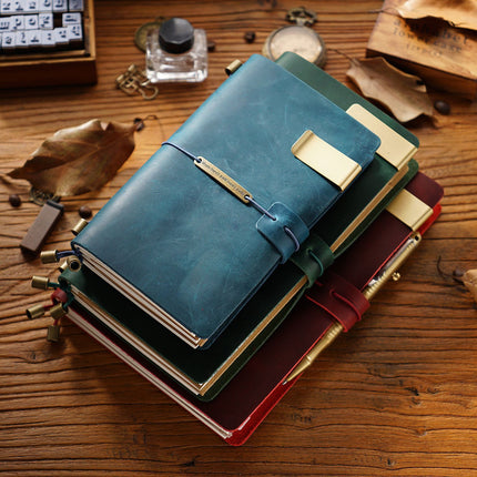 Premium Handmade Plain-Edged Cowhide Leather Notebook with Strap Lock NO010