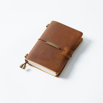 Premium Handmade Plain-Edged Cowhide Leather Notebook with Strap Lock NO010