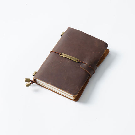 Premium Handmade Plain-Edged Cowhide Leather Notebook with Strap Lock NO010