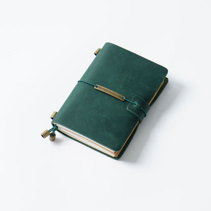 Premium Handmade Plain-Edged Cowhide Leather Notebook with Strap Lock NO010