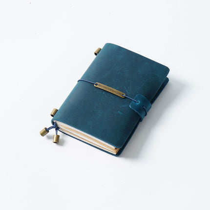Premium Handmade Plain-Edged Cowhide Leather Notebook with Strap Lock NO010