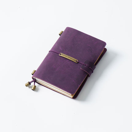 Premium Handmade Plain-Edged Cowhide Leather Notebook with Strap Lock NO010