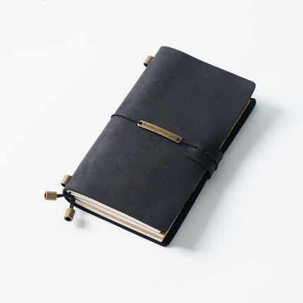 Premium Handmade Plain-Edged Cowhide Leather Notebook with Strap Lock NO010