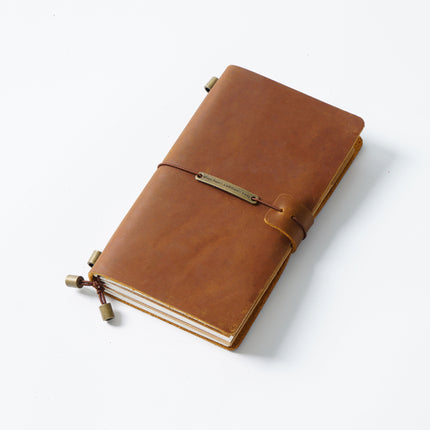 Premium Handmade Plain-Edged Cowhide Leather Notebook with Strap Lock NO010