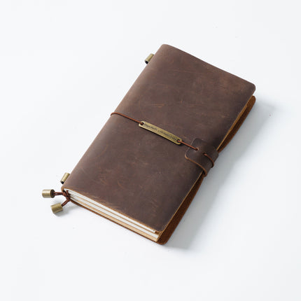 Premium Handmade Plain-Edged Cowhide Leather Notebook with Strap Lock NO010