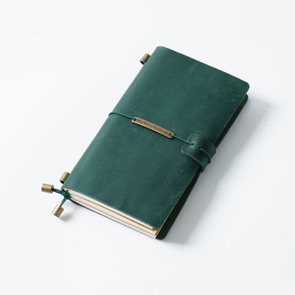 Premium Handmade Plain-Edged Cowhide Leather Notebook with Strap Lock NO010