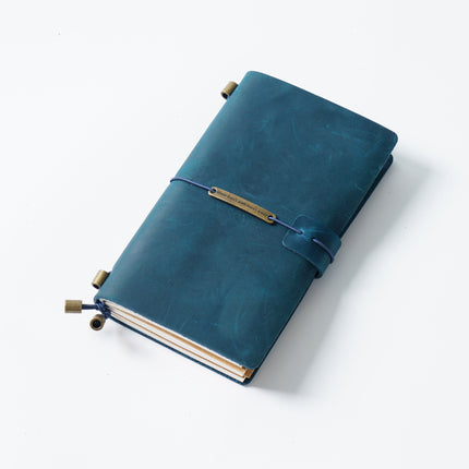 Premium Handmade Plain-Edged Cowhide Leather Notebook with Strap Lock NO010