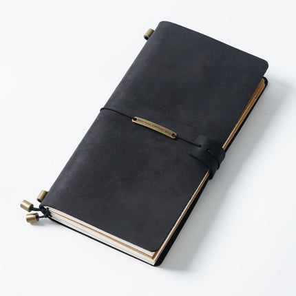 Premium Handmade Plain-Edged Cowhide Leather Notebook with Strap Lock NO010