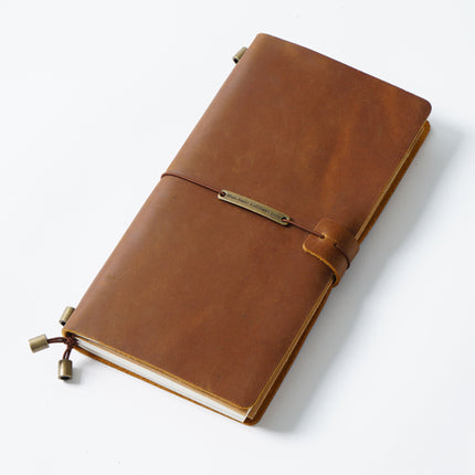 Premium Handmade Plain-Edged Cowhide Leather Notebook with Strap Lock NO010