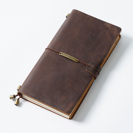 Premium Handmade Plain-Edged Cowhide Leather Notebook with Strap Lock NO010