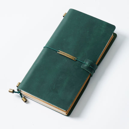 Premium Handmade Plain-Edged Cowhide Leather Notebook with Strap Lock NO010