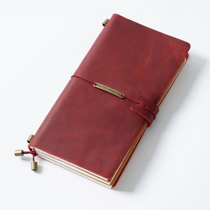Premium Handmade Plain-Edged Cowhide Leather Notebook with Strap Lock NO010