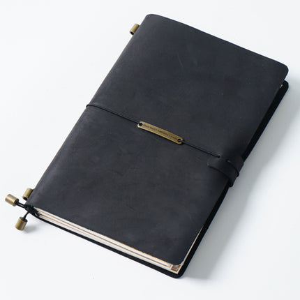 Premium Handmade Plain-Edged Cowhide Leather Notebook with Strap Lock NO010