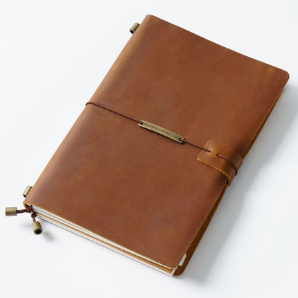 Premium Handmade Plain-Edged Cowhide Leather Notebook with Strap Lock NO010