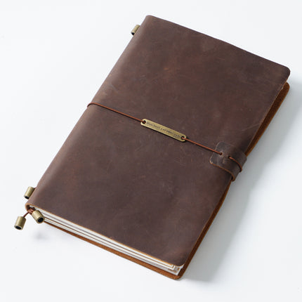 Premium Handmade Plain-Edged Cowhide Leather Notebook with Strap Lock NO010