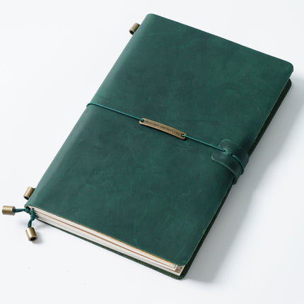 Premium Handmade Plain-Edged Cowhide Leather Notebook with Strap Lock NO010