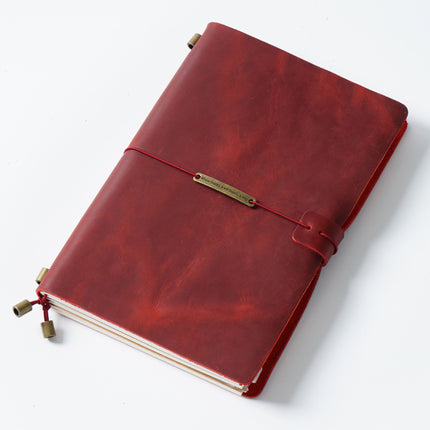 Premium Handmade Plain-Edged Cowhide Leather Notebook with Strap Lock NO010