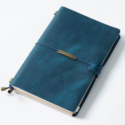 Premium Handmade Plain-Edged Cowhide Leather Notebook with Strap Lock NO010