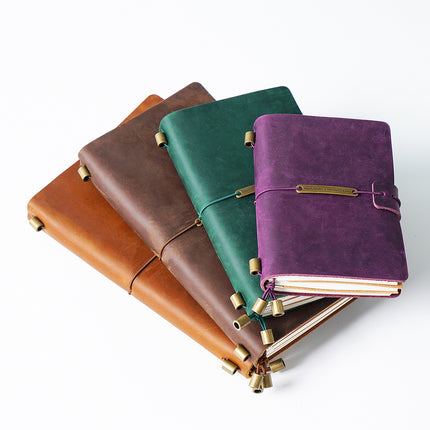 Premium Handmade Plain-Edged Cowhide Leather Notebook with Strap Lock NO010