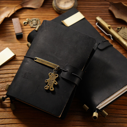Premium Handmade Plain-Edged Cowhide Leather Notebook with Strap Lock NO010