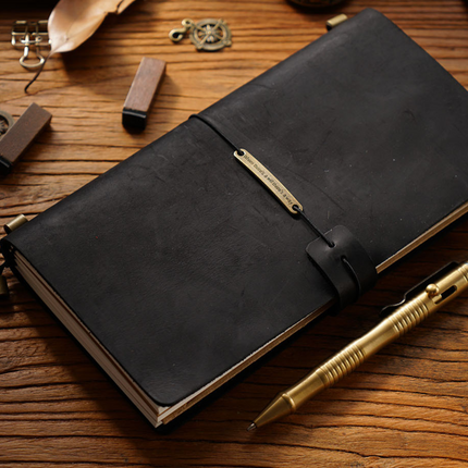 Premium Handmade Plain-Edged Cowhide Leather Notebook with Strap Lock NO010