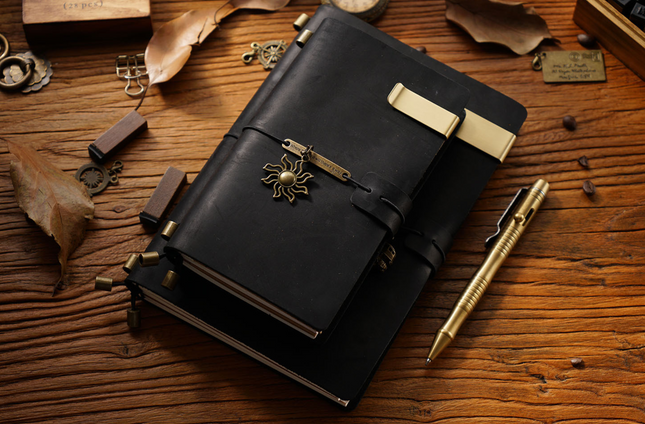Premium Handmade Plain-Edged Cowhide Leather Notebook with Strap Lock NO010