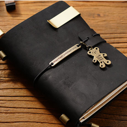 Premium Handmade Plain-Edged Cowhide Leather Notebook with Strap Lock NO010