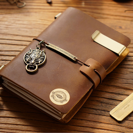 Premium Handmade Plain-Edged Cowhide Leather Notebook with Strap Lock NO010