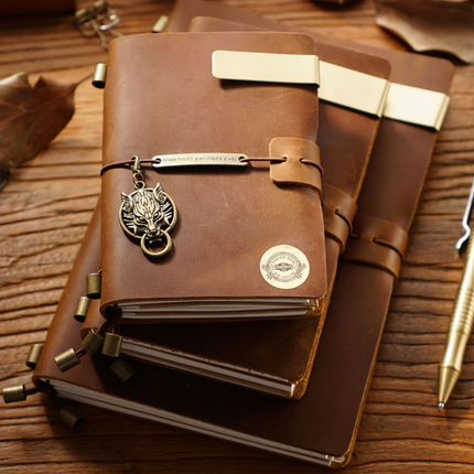 Premium Handmade Plain-Edged Cowhide Leather Notebook with Strap Lock NO010