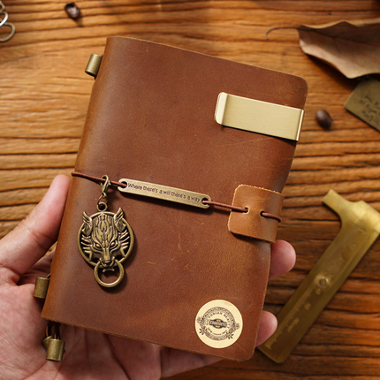 Premium Handmade Plain-Edged Cowhide Leather Notebook with Strap Lock NO010