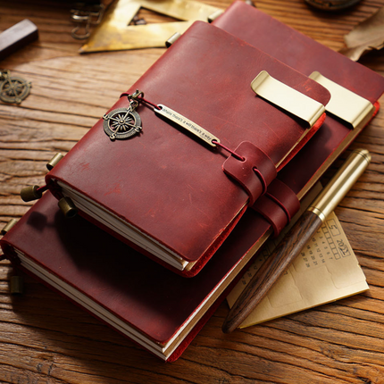Premium Handmade Plain-Edged Cowhide Leather Notebook with Strap Lock NO010