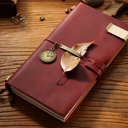 Premium Handmade Plain-Edged Cowhide Leather Notebook with Strap Lock NO010