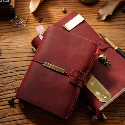 Premium Handmade Plain-Edged Cowhide Leather Notebook with Strap Lock NO010