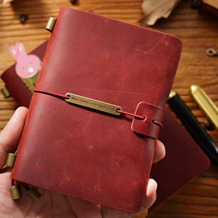 Premium Handmade Plain-Edged Cowhide Leather Notebook with Strap Lock NO010