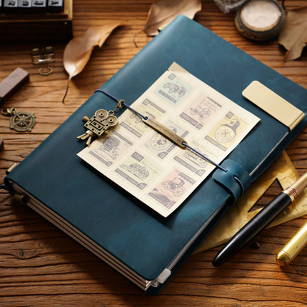 Premium Handmade Plain-Edged Cowhide Leather Notebook with Strap Lock NO010