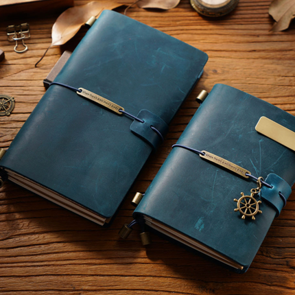 Premium Handmade Plain-Edged Cowhide Leather Notebook with Strap Lock NO010