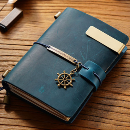 Premium Handmade Plain-Edged Cowhide Leather Notebook with Strap Lock NO010