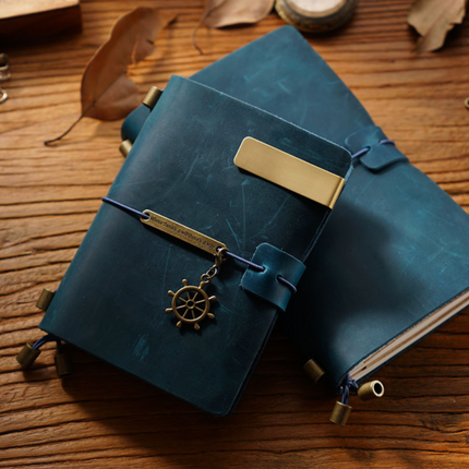 Premium Handmade Plain-Edged Cowhide Leather Notebook with Strap Lock NO010
