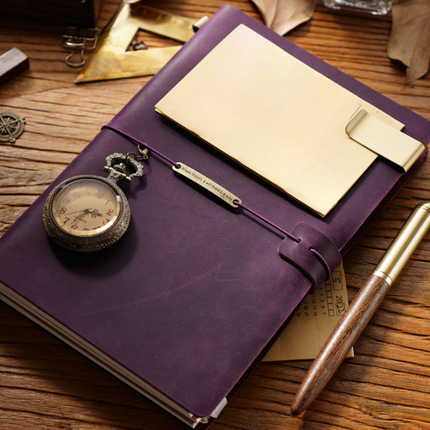 Premium Handmade Plain-Edged Cowhide Leather Notebook with Strap Lock NO010