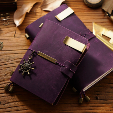 Premium Handmade Plain-Edged Cowhide Leather Notebook with Strap Lock NO010