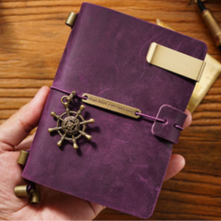 Premium Handmade Plain-Edged Cowhide Leather Notebook with Strap Lock NO010