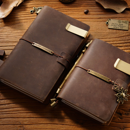 Premium Handmade Plain-Edged Cowhide Leather Notebook with Strap Lock NO010